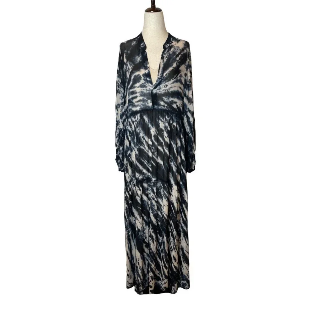 NWT Young Fabulous & Broke Black & White Tie-Dye Tallia Maxi Midi Dress S - Picture 3 of 11